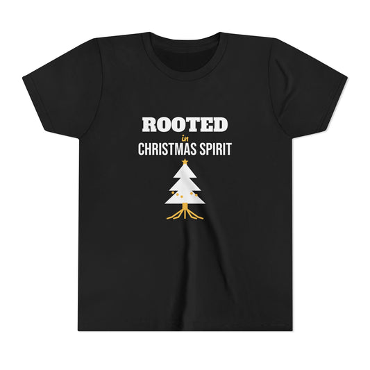 Rooted in Christmas Spirit Kids Shirt, Youth Plant Lover Christmas Tee, Little Gardener Holiday Gift, Kids Xmas T-Shirt
